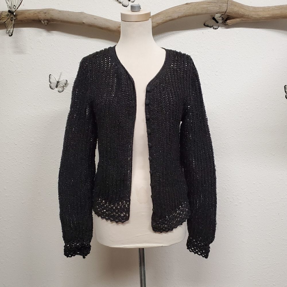 Peruvian connection open knit crochet cardigan